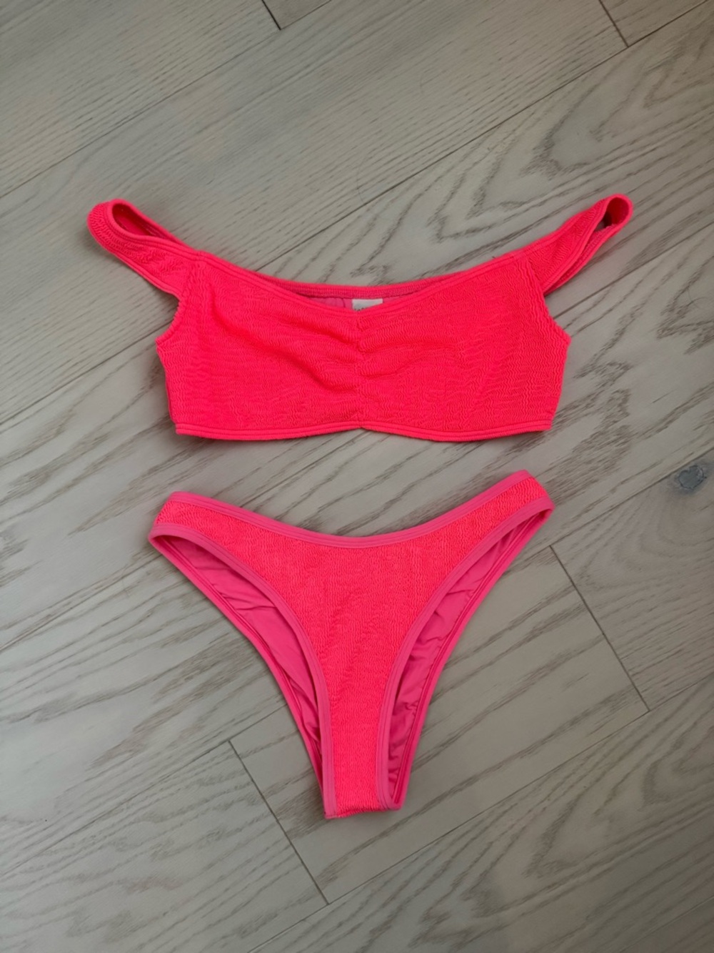 L*SPACE Neon Pink Bikini Set - Textured Two-Piece Swimwear